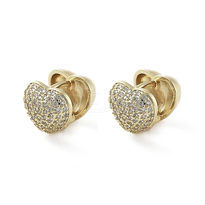 Heart Brass with Cubic Zirconia Hoop Earrings EJEW-Q811-26G-1