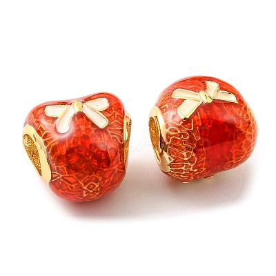 Christmas Brass Enamel European Beads KK-M247-30C-G-1