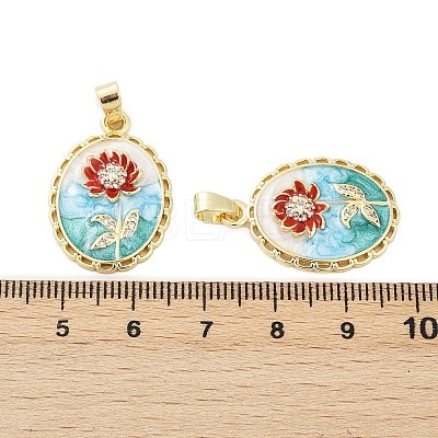 Brass Micro Pave Clear Cubic Zirconia Pendants KK-L235-05C-G-1