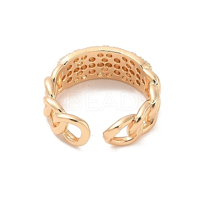 Brass Micro Pave Cubic Zirconia Open Cuff Rings RJEW-R146-03KCG-1