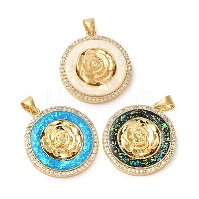Rack Plating Brass Micro Pave Cubic Zirconia Pendants KK-P268-11B-G-1