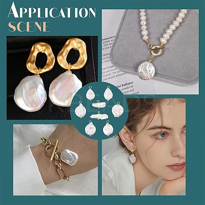 8Pcs 4 Styles Baroque Natural Keshi Pearl Pendants PALLOY-AB00030-1