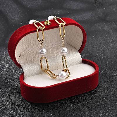 Ion Plating(IP) 304 Stainless Steel Oval Link Chain Necklaces for Women NJEW-P320-23G-1