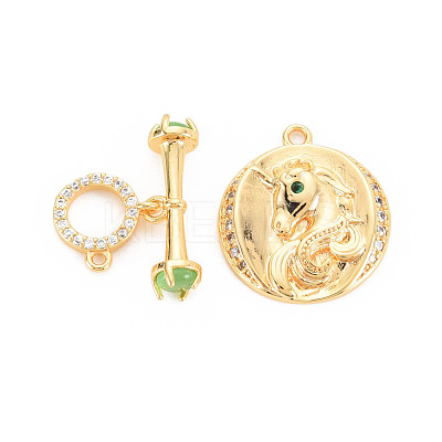 Rack Plating Brass Micro Pave Clear Cubic Zirconia Toggle Clasps KK-N233-183-1