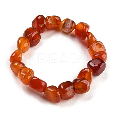 Dyed & Heated Natural Agate Nugget Beaded Stretch Bracelets BJEW-H238-01C-1
