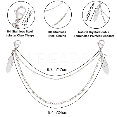 Natural Crystal Bullet Pendant Shoe Decoration Double Strand Curb & Cable Chain FIND-PH01456-1