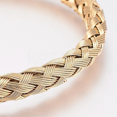 Ion Plating(IP) 304 Stainless Steel Cuff Bangles Torque Bangles X-BJEW-H570-27G-1