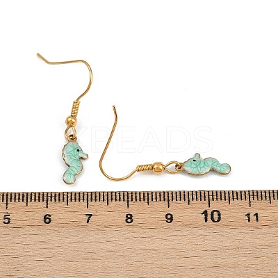 Ocean Series 304 Stainless Steel Enamel Dangle Earrings LS-EJEW-K017-01B-G-1