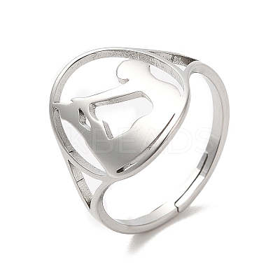 Non-Tarnish 304 Stainless Steel Yoga Adjustable Ring for Women RJEW-M149-27P-1