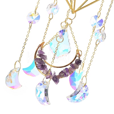 Iron & Natural Amethyst Hanging Suncatchers HJEW-F024-02B-1
