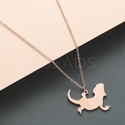 201 Stainless Steel Lizard Pendant Necklaces FS-WG6D12E-02-1