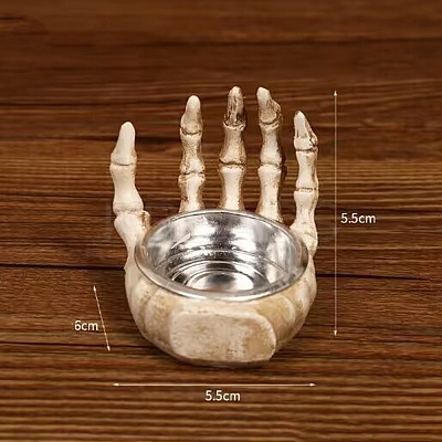 Halloween Skull Bone Resin Candlestick PW-WG61B8F-01-1