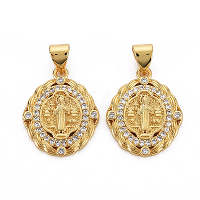 Brass Micro Pave Cubic Zirconia Pendants KK-Q252-053-NF-1