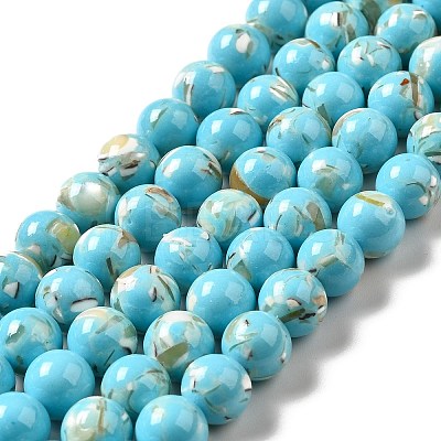 Synthetic Turquoise and Sea Shell Assembled Beads Strands G-D482-01A-07-1
