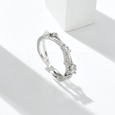 Clear Cubic Zirconia Cuff Rings RJEW-G337-18P-1