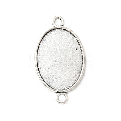 Antique Silver Tibetan Style Alloy Flat Oval Cabochon Connector Settings X-TIBE-M022-05AS-1