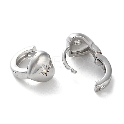 Brass Micro Pave Clear Cubic Zirconia Hoop Earrings EJEW-C121-12P-1