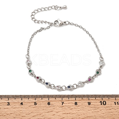 Brass Micro Pave Cubic Zirconia Link Bracelets BJEW-H639-10P-1