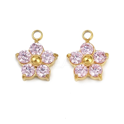 304 Stainless Steel Micro Pave Cubic Zirconia Charms STAS-B088-01G-01-1