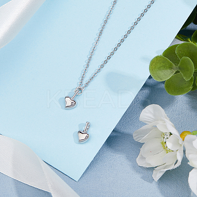 2Pcs Rhodium Plated 925 Sterling Silver Heart Charms STER-HS0001-06P-1