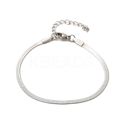 Non-Tarnish 304 Stainless Steel Herringbone Chains Bracelet for Men Women BJEW-D450-01P-03-1