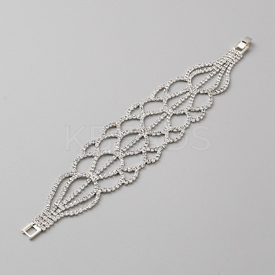 Crystal Rhinestone Teardrop Link Bracelet BJEW-WH0017-08S-1