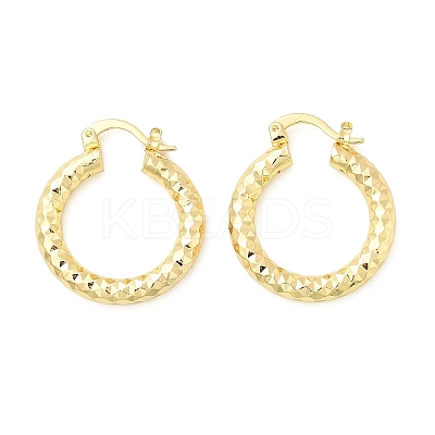 Brass Two Tone Hoop Earrings LS-EJEW-B117-06C-G-1
