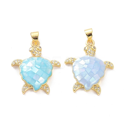Real 18K Gold Plated Brass Micro Pave Clear Cubic Zirconia Pendants KK-D004-05G-C-1