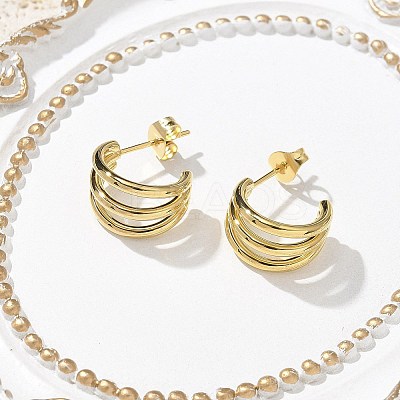 304 Stainless Steel Triple C-Shaped Stud Earrings for Women EJEW-C096-68G-01-1