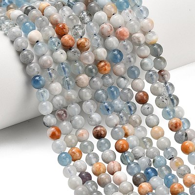 Natural Aquamarine Beads Strands X-G-F591-29A-6mm-04-1
