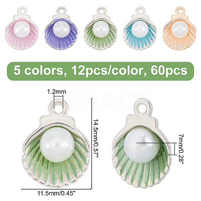 60Pcs 5 Colors Alloy Enamel Charms ENAM-OC0001-02-1