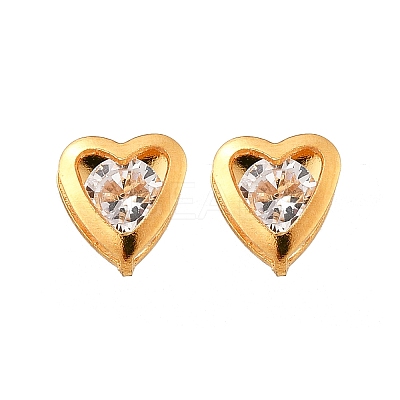 304 Stainless Steel Clear Cubic Zirconia Stud Earrings STAS-E502-02G-01-1