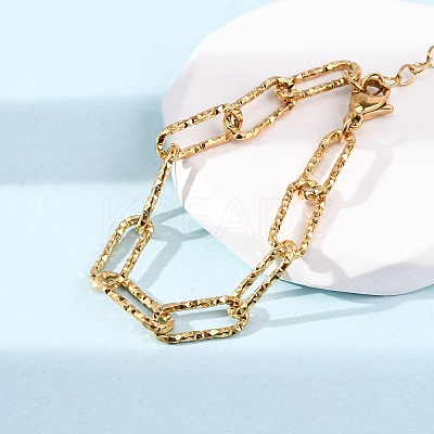 304 Stainless Steel Paperclip Chain Bracelets for Women Men LS-BJEW-A048-01G-1