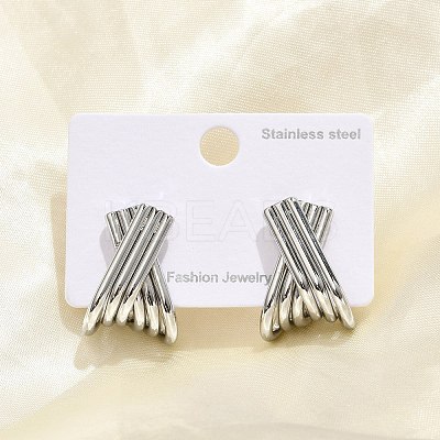 304 Stainless Steel Stud Earrings EJEW-M073-02P-1