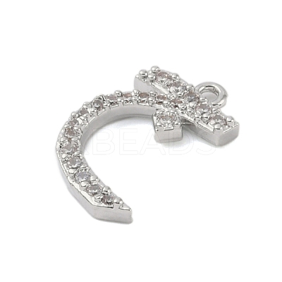 Rack Plating Brass Micro Pave Clear Cubic Zirconia Pendants KK-A224-03A-P-1