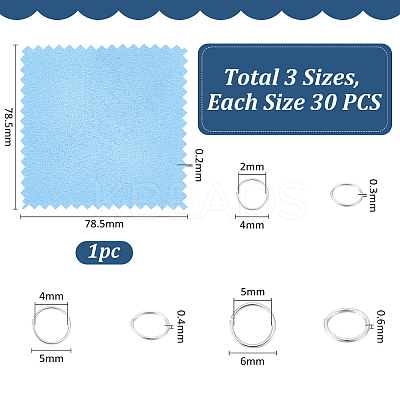 3 Styles 925 Sterling Silver Open Jump Rings STER-UN0001-22B-1