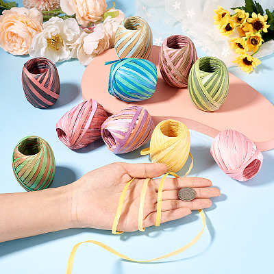 10 Rolls 10 Colors Raffia Natural Rope OCOR-TA0002-25-1