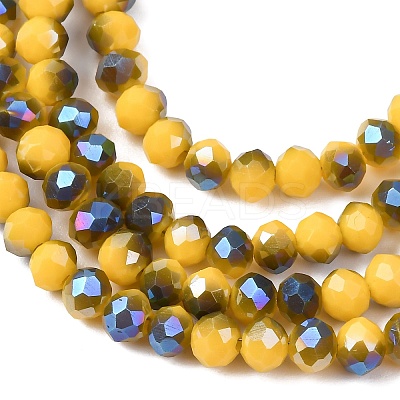 Electroplate Opaque Solid Color Glass Beads Strands EGLA-A034-P4mm-I15-1