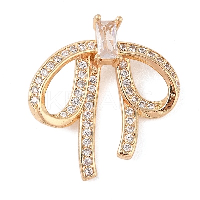 Brass Micro Pave Clear Cubic Zirconia Pendants KK-N256-18G-1