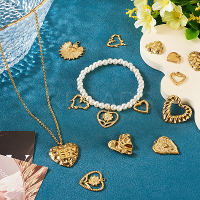 11Pcs 11 Styles 304 Stainless Steel Pendants STAS-TA0003-31-1