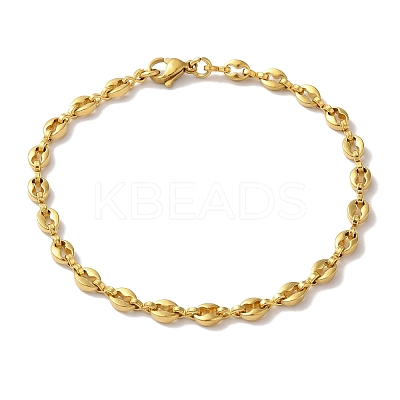 Ion Plating(IP) 304 Stainless Steel Coffee Bean Chain Bracelets for Women or Men X-BJEW-A019-01G-1
