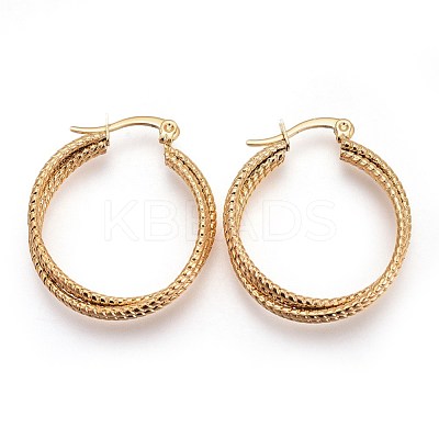 Ion Plating(IP) 304 Stainless Steel Triple Hoop Earrings EJEW-P173-06G-1