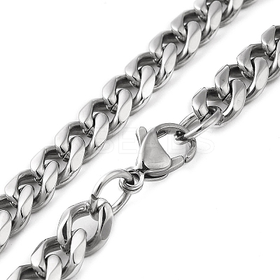Non-Tarnish 304 Stainless Steel Cuban Link Chain Necklace for Men Women NJEW-C013-01P-1