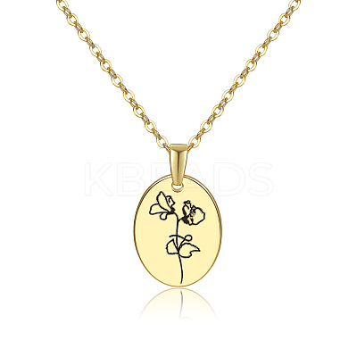 Brass Birth Month Flower Pendant Necklace HUDU-PW0001-034D-1-1