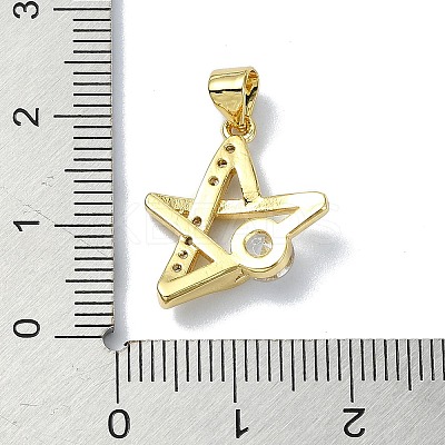 Rack Plating Real 18K Gold Plated Brass Micro Pave Cubic Zirconia Pendants KK-B084-10G-1