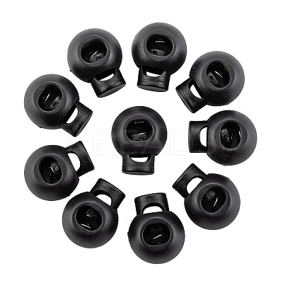 1-Hole Dyed Iron Spring Loaded Eco-Friendly Plastic Round Buckle Cord Toggle Lock Beans Stoppers for Sportwear Luggage Backpack Straps LS-X-FIND-E004-60B-18mm-1