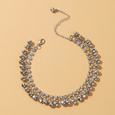 Alloy Crystal Rhinestone Bell Charm Tassel Anklets for Women WG95FC9-02-1