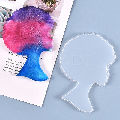 Afro Female Silhouette Silicone Resin Statue Molds LS-DIY-L021-69-1