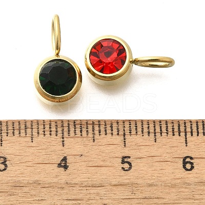 Ion Plating(IP) 304 Stainless Steel Micro Pave Cubic Zirconia Charms STAS-K263-76G-1