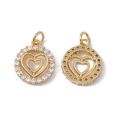 Brass Micro Pave Clear Cubic Zirconia Pendants KK-G439-21G-1